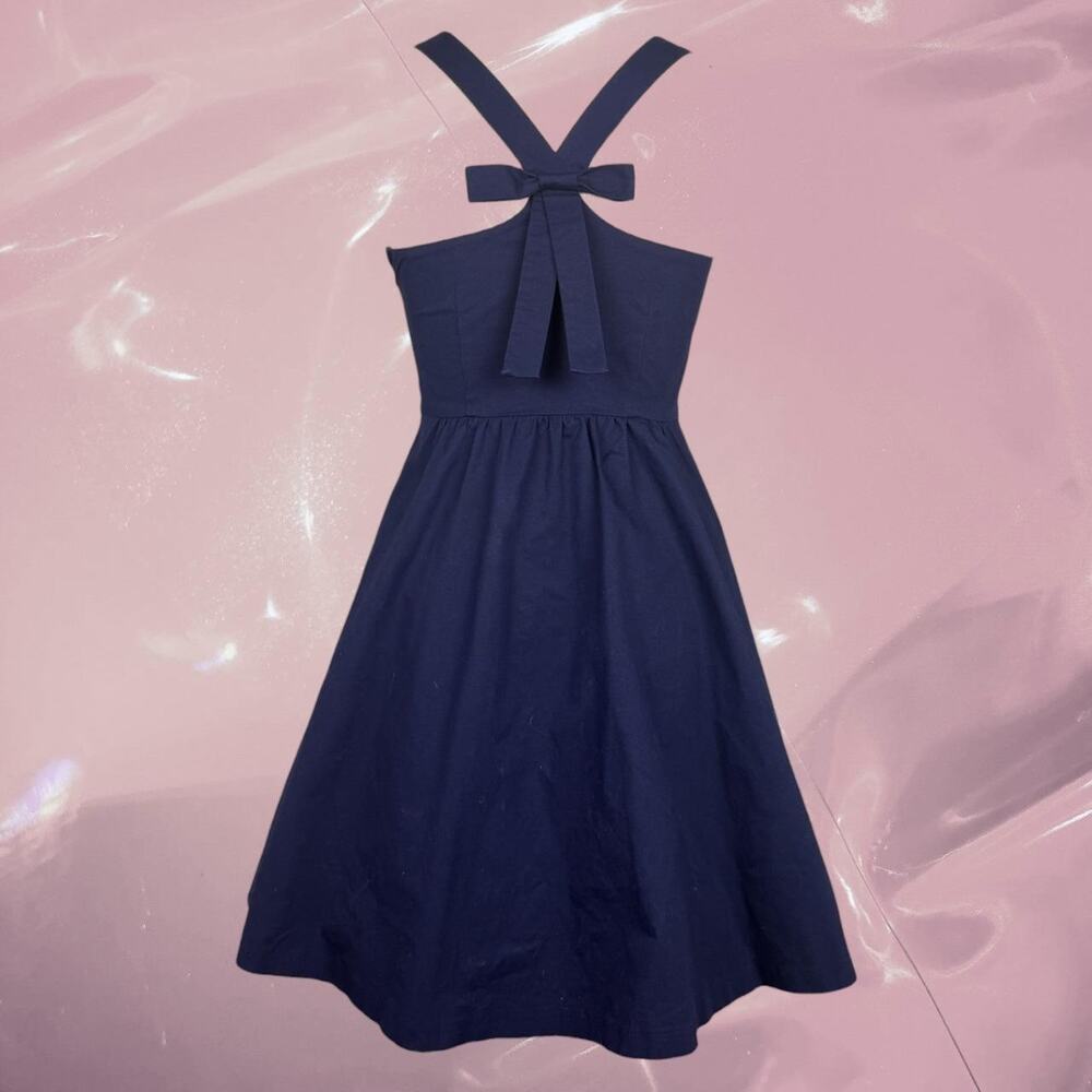 Y2K Whimsy blue halter bow romantic dress cotton XS Coquette